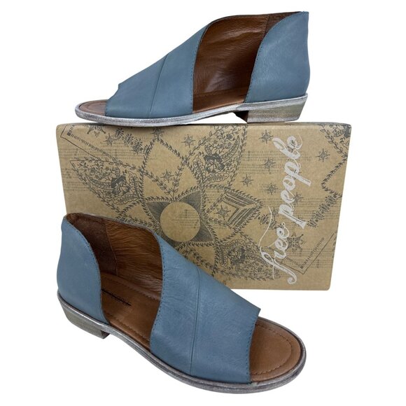 Free People Women's Mont Blanc Asymmetric Blue Leather Open Toe Sandals EU 40 - Picture 1 of 13